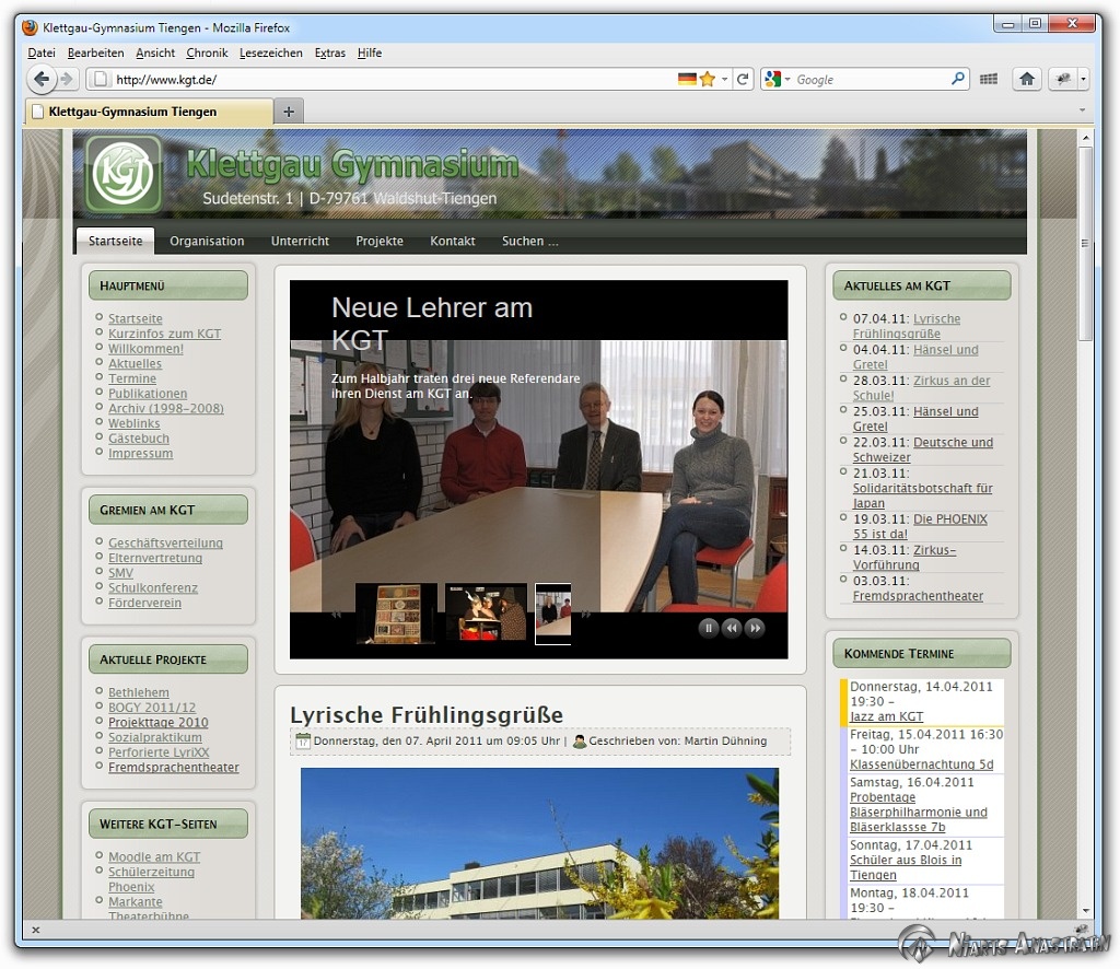 Webseite des Klettgau-Gymnasium 2011 Webseite des Klettgau-Gymnasium 2011